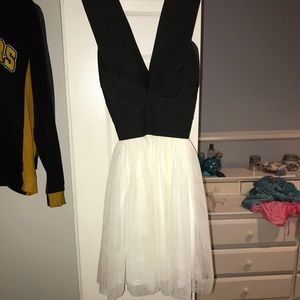 Black and white mini prom dress